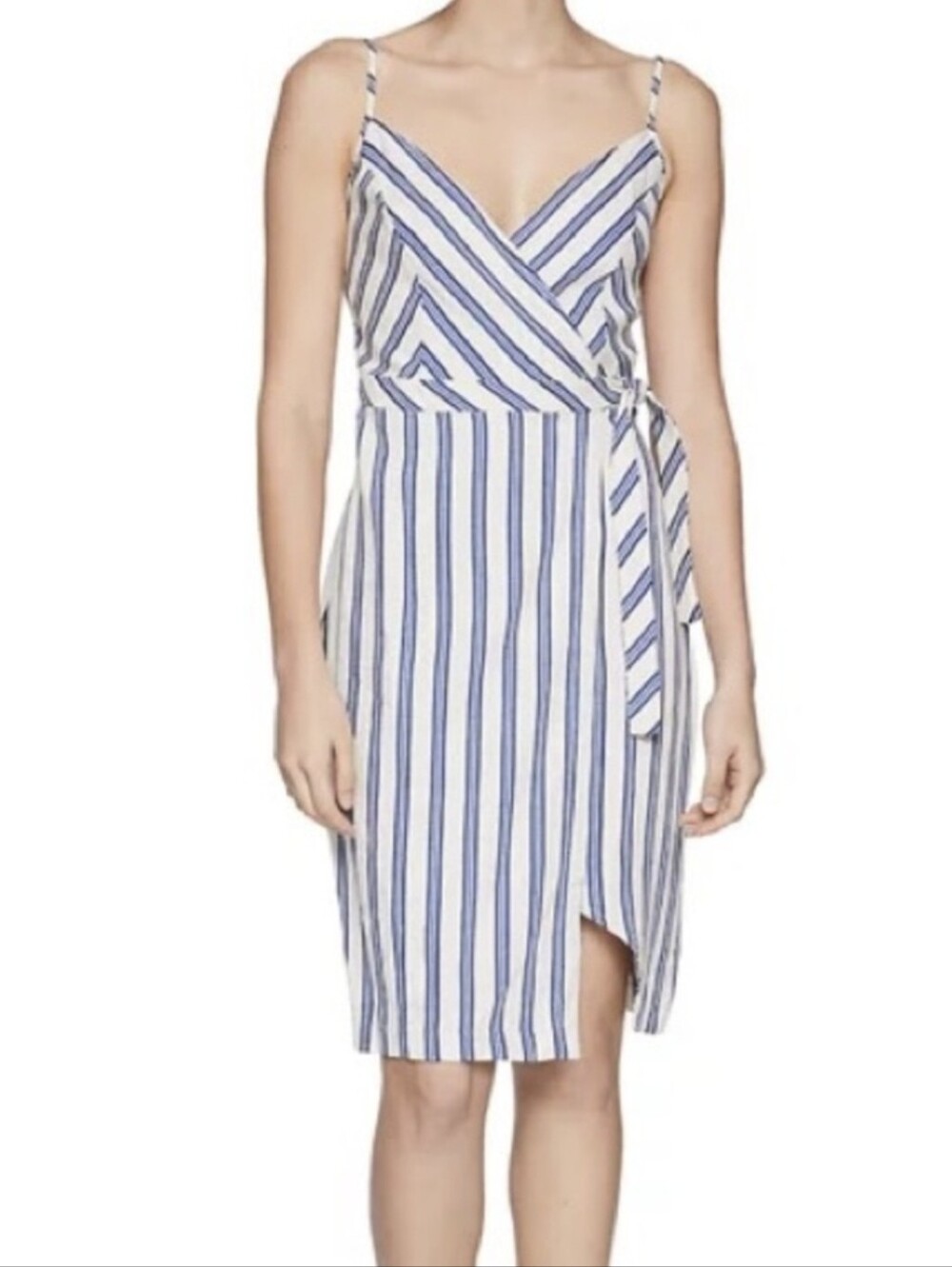 BCBG Generation Blue Stripe Wrap Sundress NEW $98 Women's Size Small